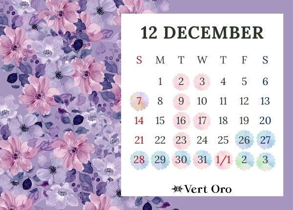 12月の営業カレンダー